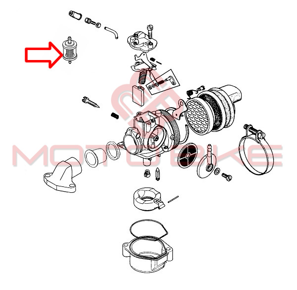 Filter goriva izhod 6mm mali  l57mm omg