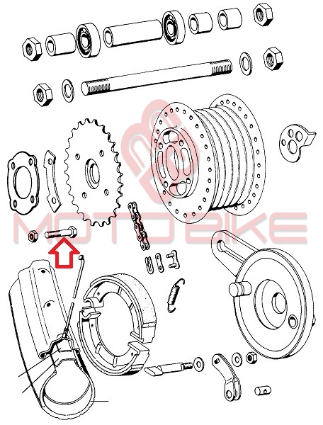 Vijak  zadnji zobnika  tomos a3. a35. a5 m7x25mm or