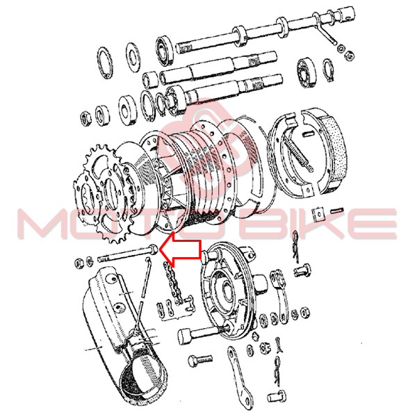 Vijak  zadnji zobnika  tomos t12 m7x50mm