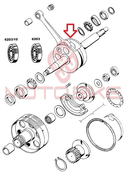 Radilica tomos a3 fi 12 mm sa vini klipnjacom