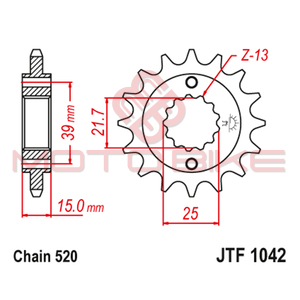 Zobnik spredaj  JT Kymco ATV  JTF1042-16 (520)16  zobja 